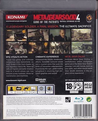 Metal Gear Solid 4 - Guns of the patriots - Tactical espionage action - PS3 (B Grade) (Genbrug)